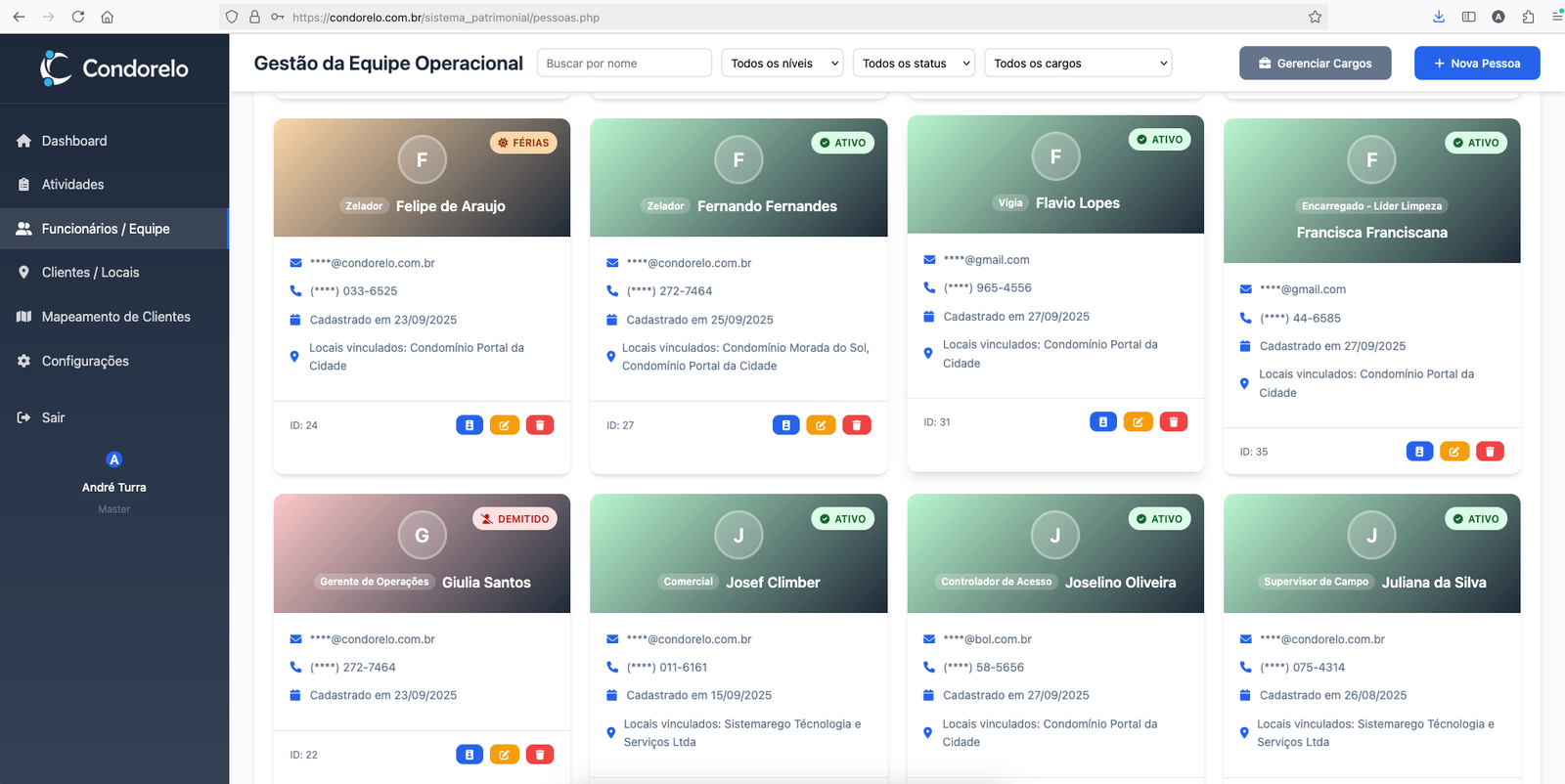 Cadastro de unidades e moradores
